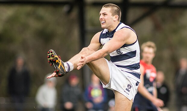 2018_09_03_Atkins_Hero.jpg VFL captain Tom Atkins is keen to move as quickly as possible following the loss to Casey - Geelong Cats